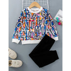 Baby Set Little Man Print & Thermal Crew Design (Combo Pack Of 2) T-Shirt & Pants.