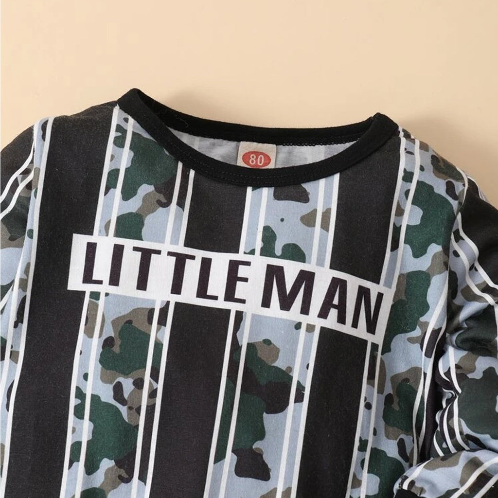 Baby Set Little Man Print & Thermal Crew Design (Combo Pack Of 2) T-Shirt & Pants.
