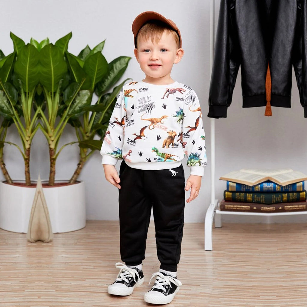 Venutaloza Baby Set Dinosaur Graphic Print & Cami T-shirt & Pants For Boys.