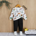 Venutaloza Baby-Set Dinosaur Graphic Print & Cami T-Shirt & Pants Two Piece Set For Boys.