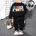 Venutaloza Baby Boys Outfit & Set Long Sleeve Round Neck Cartoon Print Modern T-shirt & Pants.
