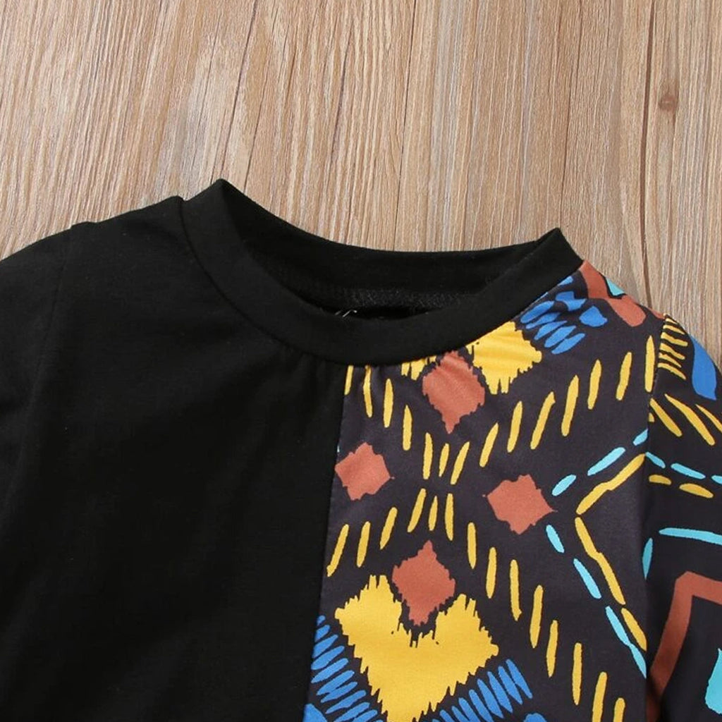 Baby Set Black Graphic Print & Color-Block Letter (Combo Pack Of 2) T-Shirt & Pants.