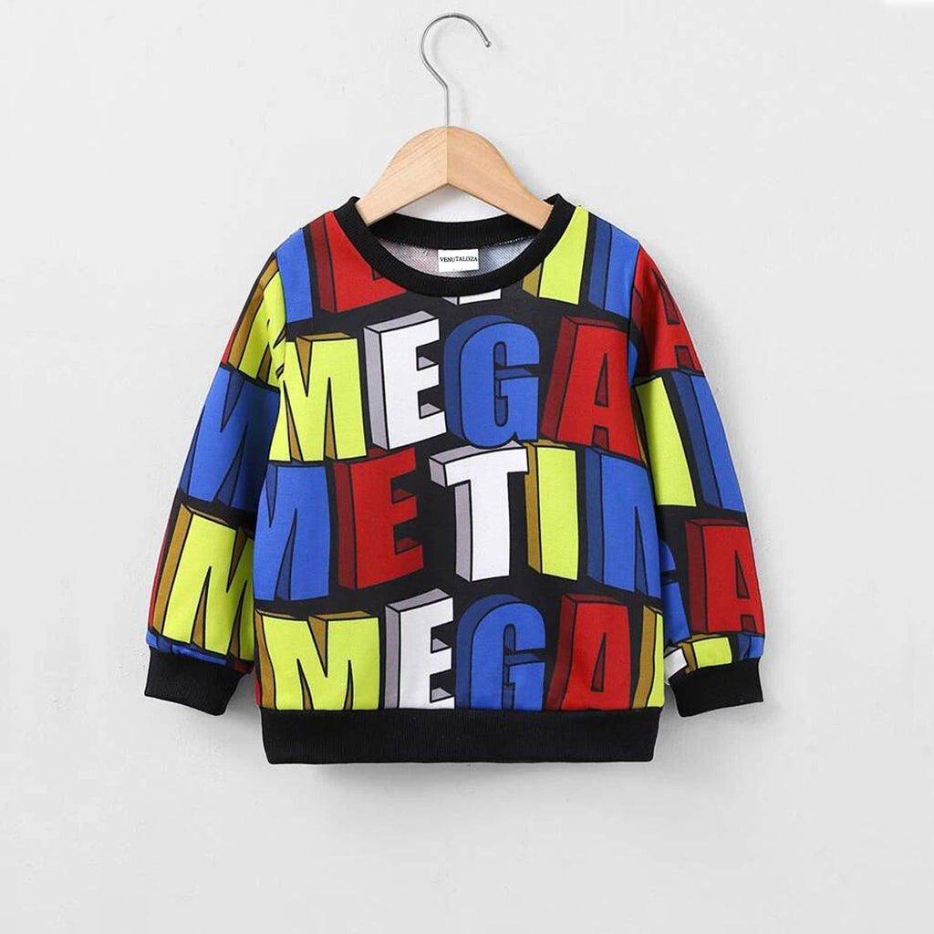 Venutaloza Letters Stripe Full Sleeve Round Nick Tee T-Shirt For Boy's & Girl's.