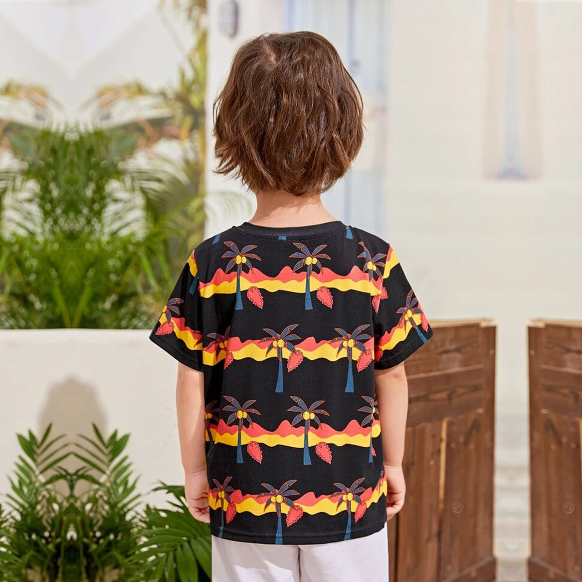 VENUTALOZA Boy's Cocount Tree &  Round Neck Stripe (Combo Pack of 2) T-shirt For Boys & Girls..