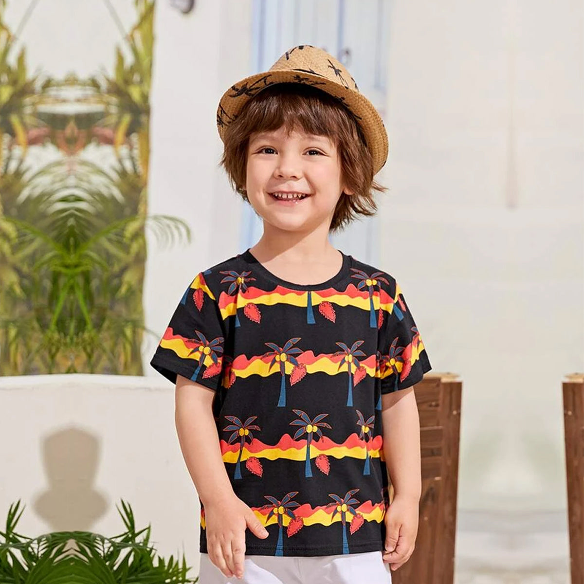 Venutaloza Boy Tree & Stripe (Combo Pack of 2) T-shirt For Boys & Girls.