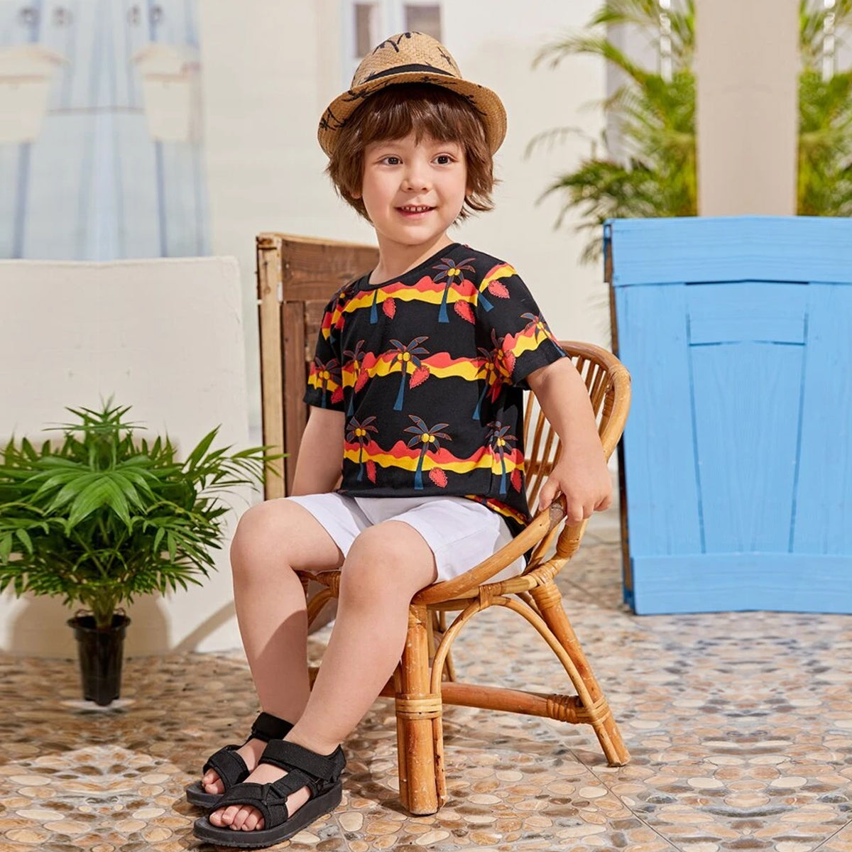Venutaloza Boy Tree & Stripe (Combo Pack of 2) T-shirt For Boys & Girls.