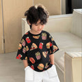 Venutaloza Boy's Food Print Scoop Neck Color Block T-Shirt For Boy's & Girl's..