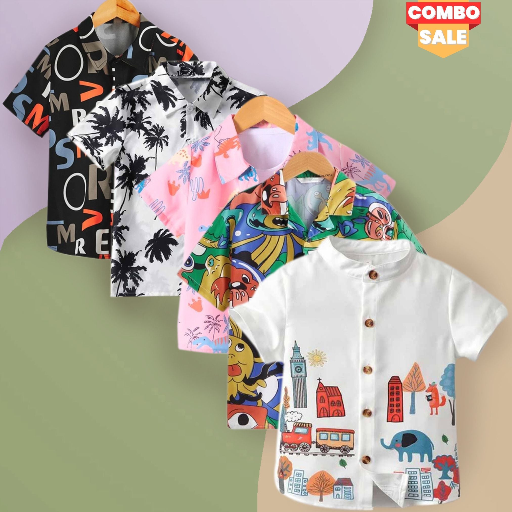 Venutaloza Stylish Designer Button Front (Combo pack For 5) Shirt For Boy.