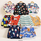 Venutaloza Boy's Full Sleeves Allover Colourful  Graphic ((COMBO PACK OF 9 )) T-shirt Striped For Boy's & Girls,