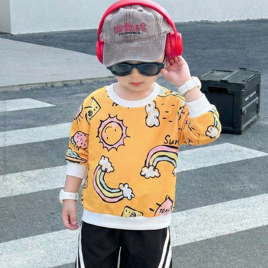 Venutaloza Toddler Boy's Rainbow Graphic Full Sleeve T-Shirt For Boy's & Girl's...